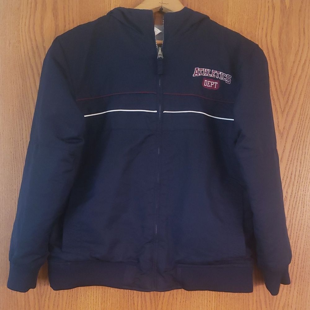 Very Warm Reversible "Athletic Dept" Hooded Jacket Front Zip Youth Sz L
